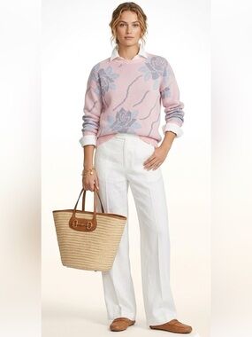 Vintage Pink Floral Print Sweater With A Bit Of Shimmer